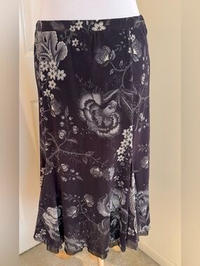 FUZZI DRESS SKIRT DEEP PURPLE W/FLOWERS COLOR GAULTIER STYLE SIZE L ITALY